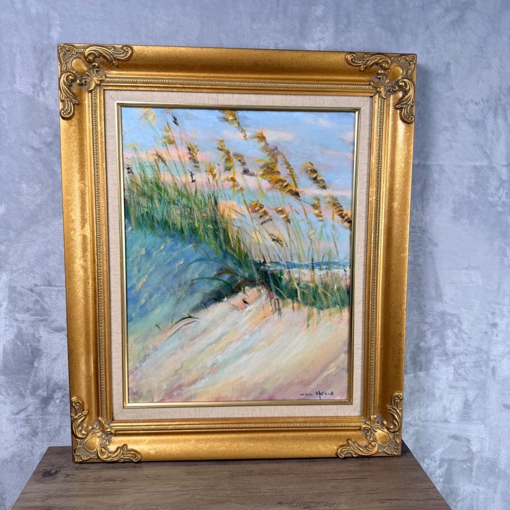 William McCord Original Oil Painting Coastal Sand Dunes Beach Landscape Framed